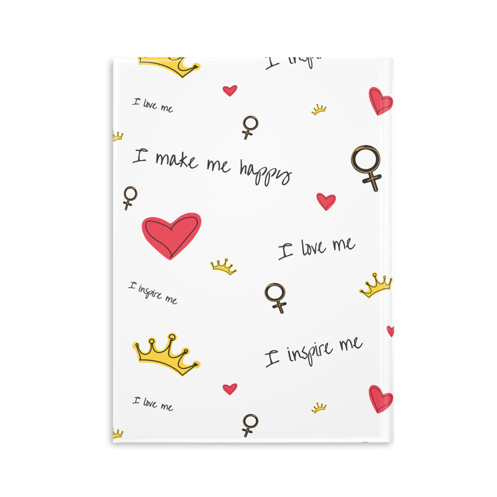 Self-Love Hardcover Notebook — Puffy Cover Journal with "I love me / I make me happy" Pattern