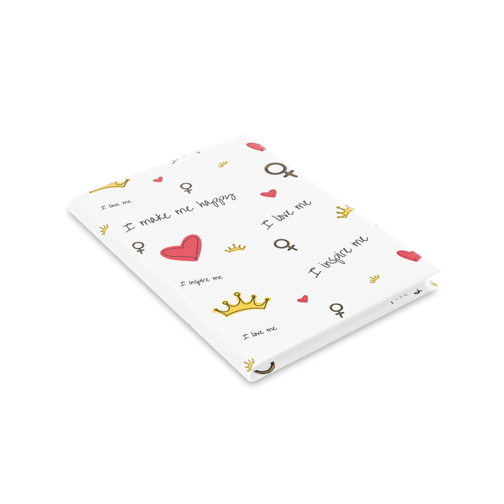 Self-Love Hardcover Notebook — Puffy Cover Journal with "I love me / I make me happy" Pattern