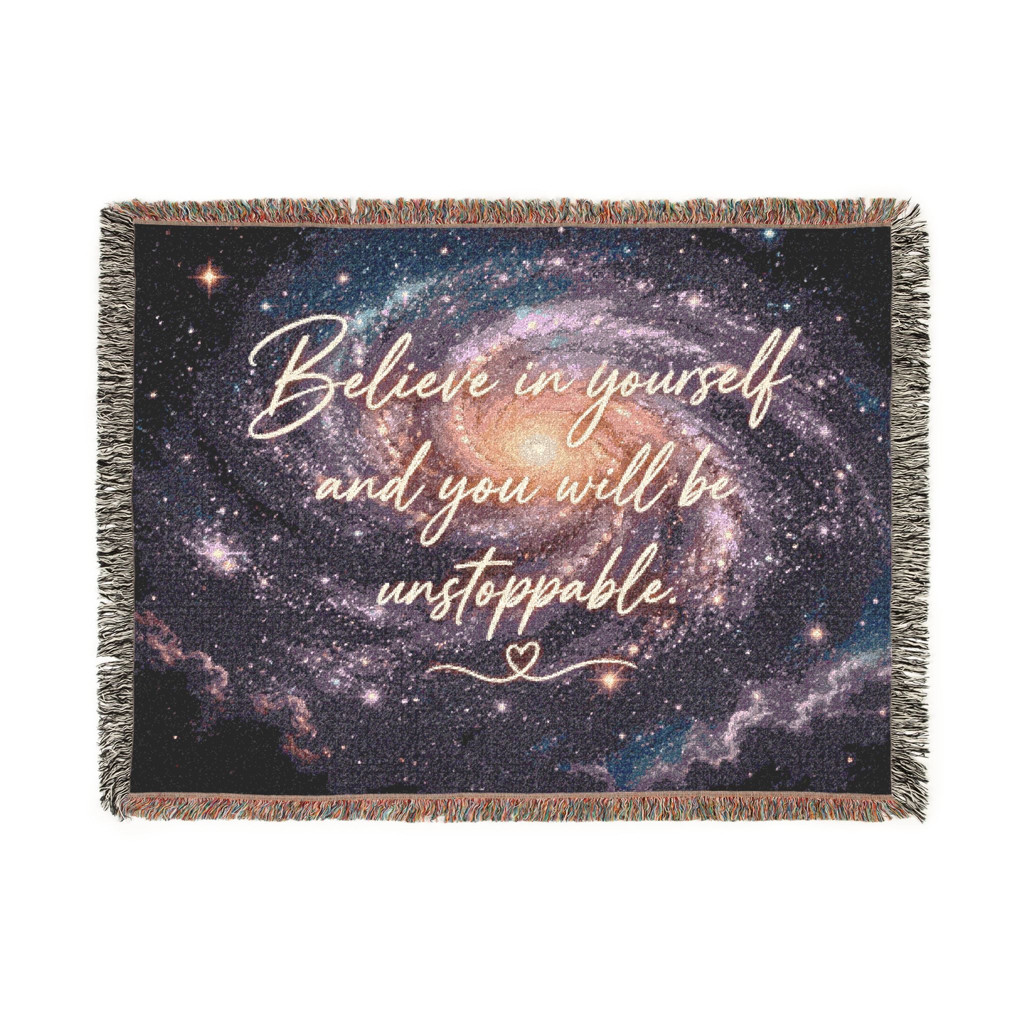 Believe in Yourself Galaxy Woven Blanket — Inspirational Space Throw