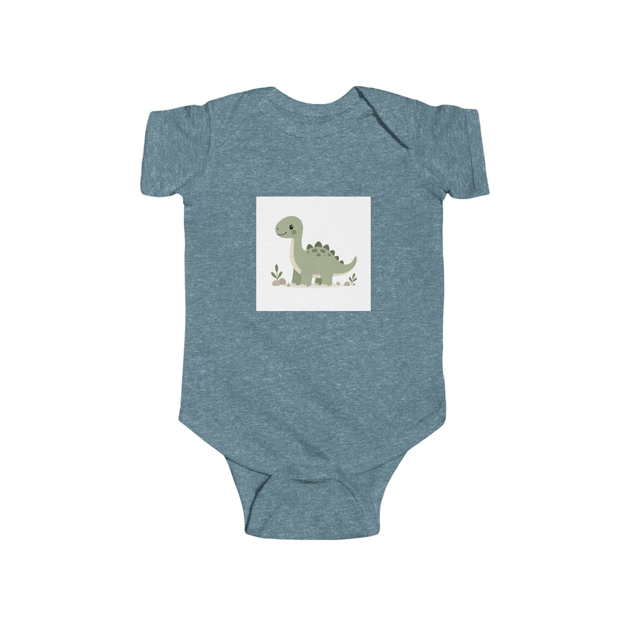 Cute Green Dino Infant Bodysuit — Baby Dinosaur Onesie