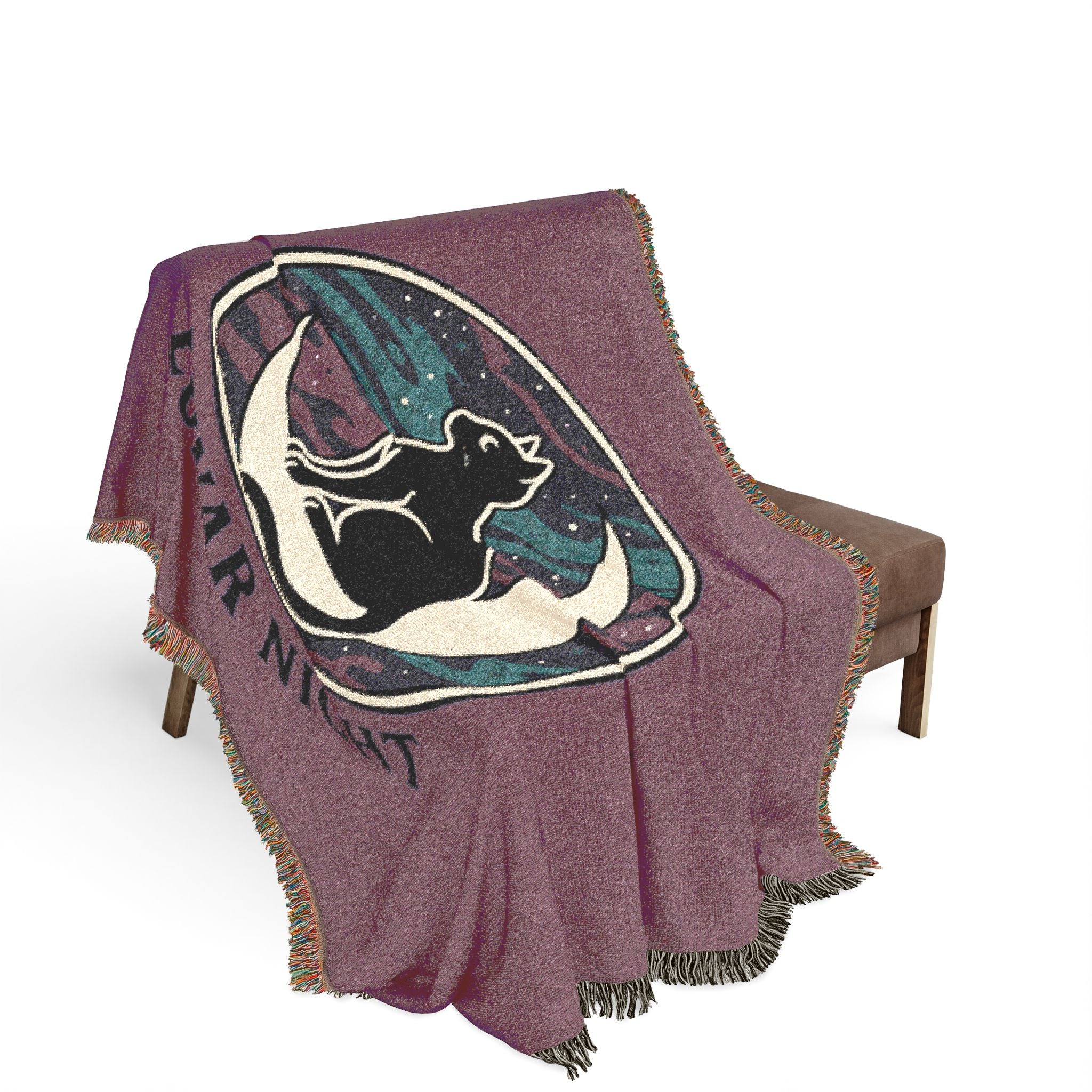 Lunar Night Cat Woven Blanket