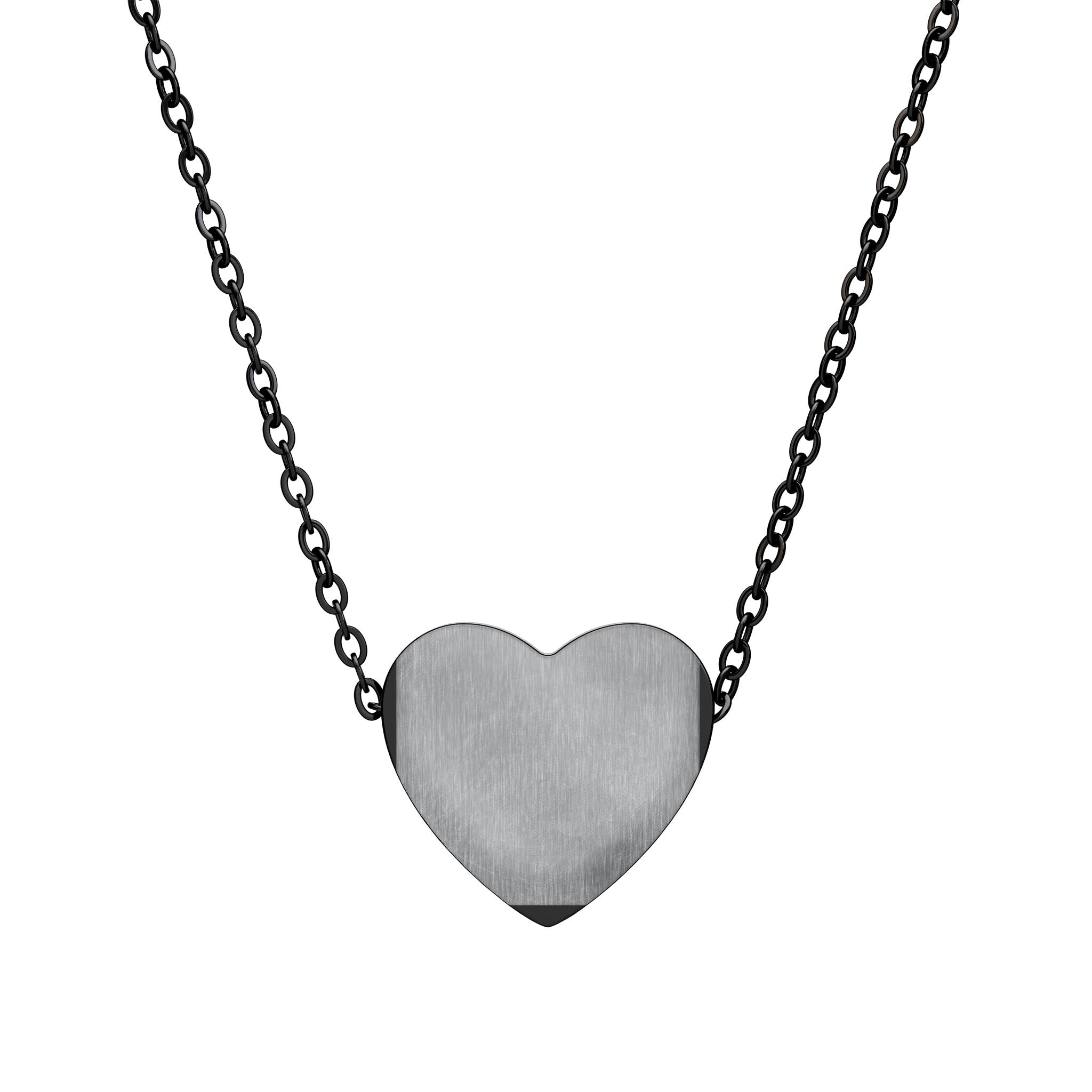 Engravable Heart Necklace – Personalized Silver or Black Pendant Gift