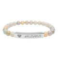 Engraved "mama" Natural Stone Stretch Bracelet — Heart Bar Beaded Bracelet