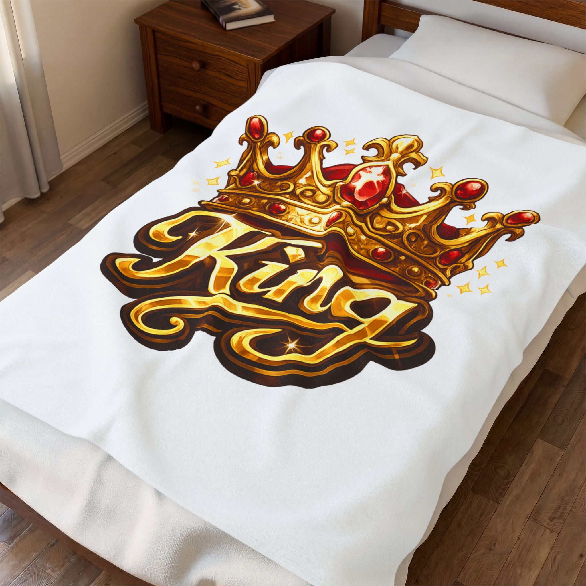 King Crown Velveteen Plush Blanket — Regal Cozy Throw for Him