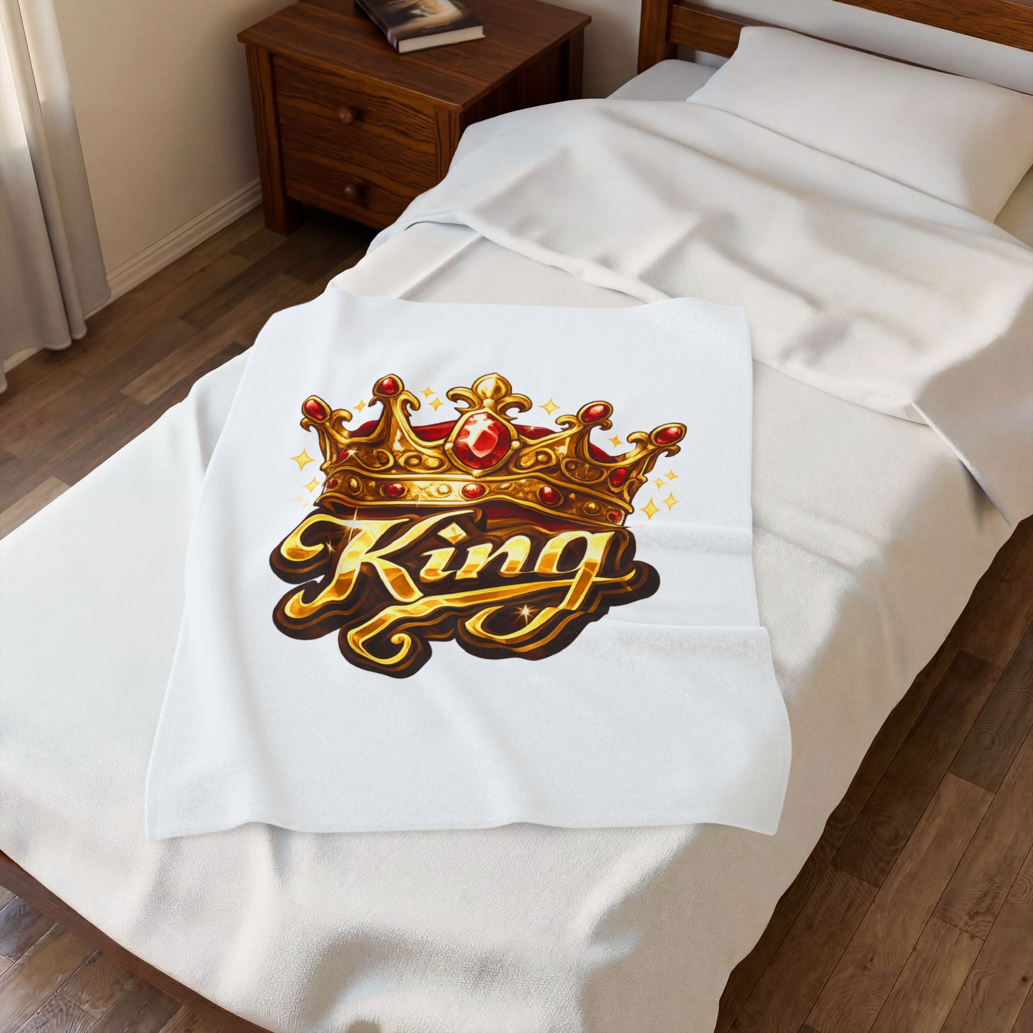 King Crown Velveteen Plush Blanket — Regal Cozy Throw for Him