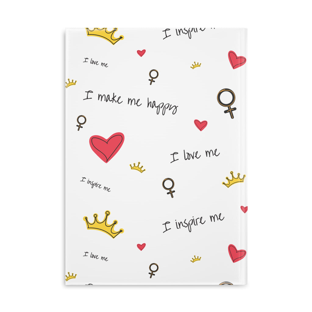 Self-Love Hardcover Notebook — Puffy Cover Journal with "I love me / I make me happy" Pattern
