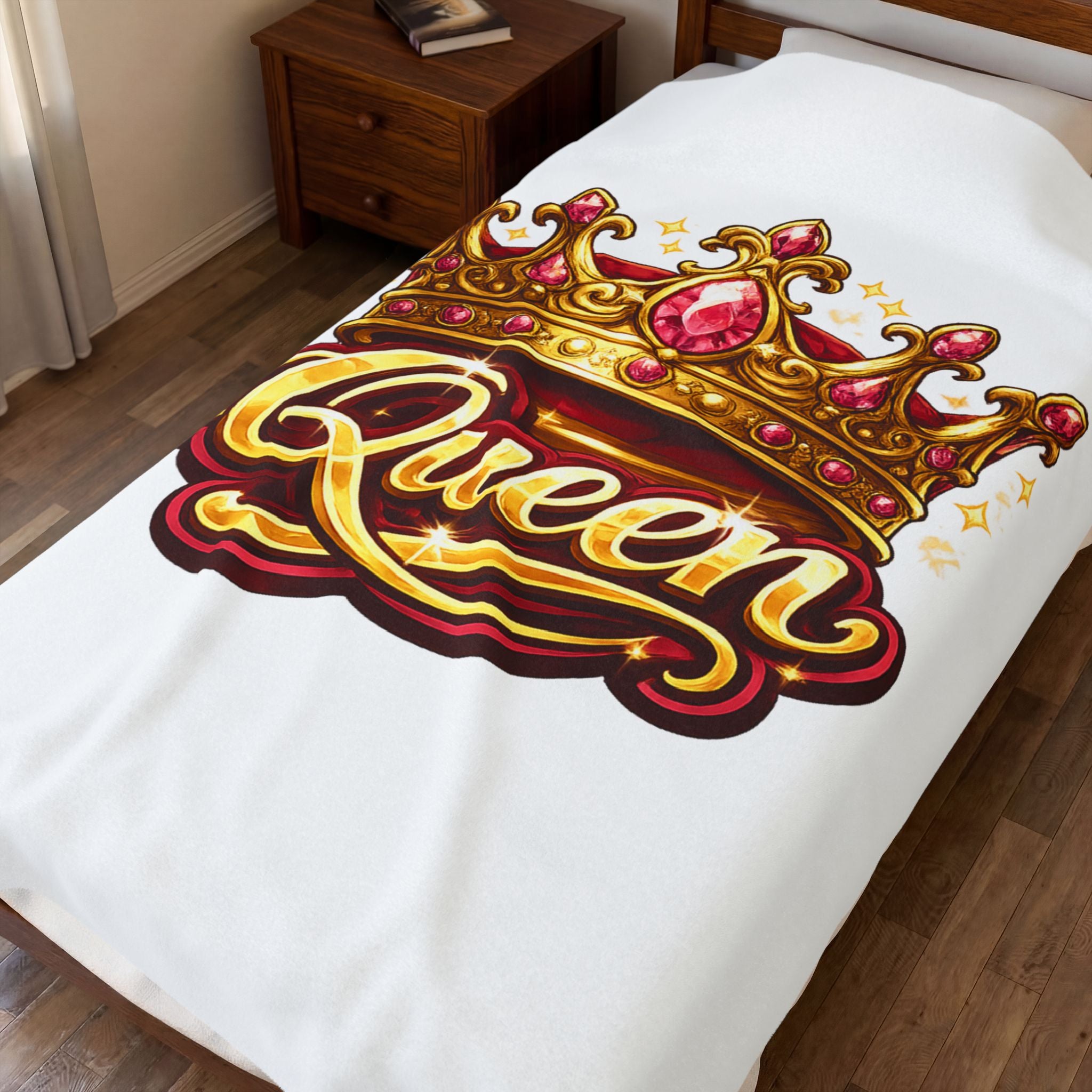 Queen Crown Velveteen Plush Blanket — Cozy Royalty Throw for Her