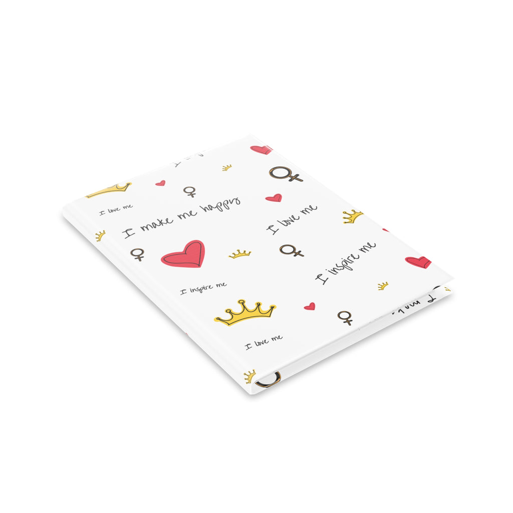 Self-Love Hardcover Notebook — Puffy Cover Journal with "I love me / I make me happy" Pattern