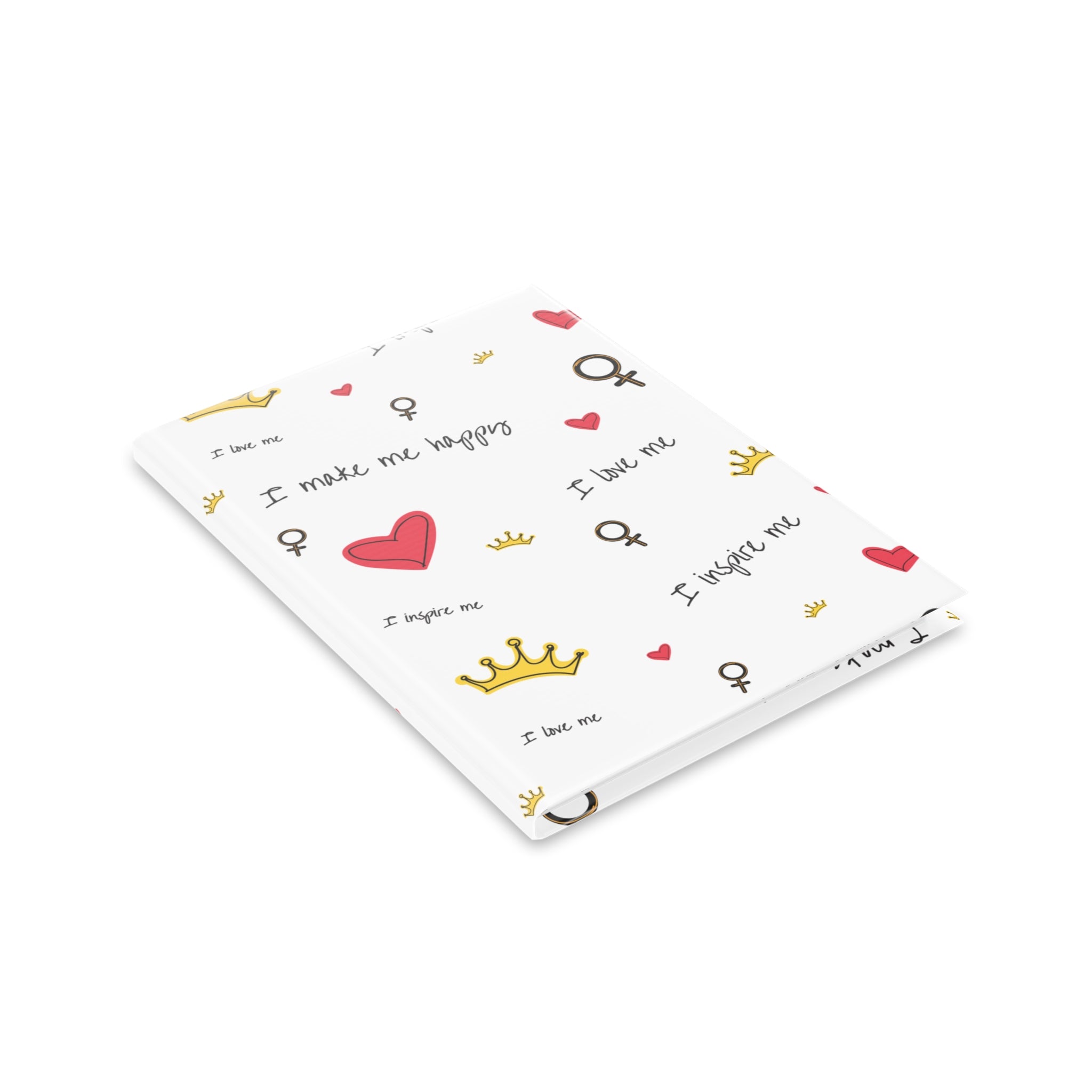 Self-Love Hardcover Notebook — Puffy Cover Journal with "I love me / I make me happy" Pattern