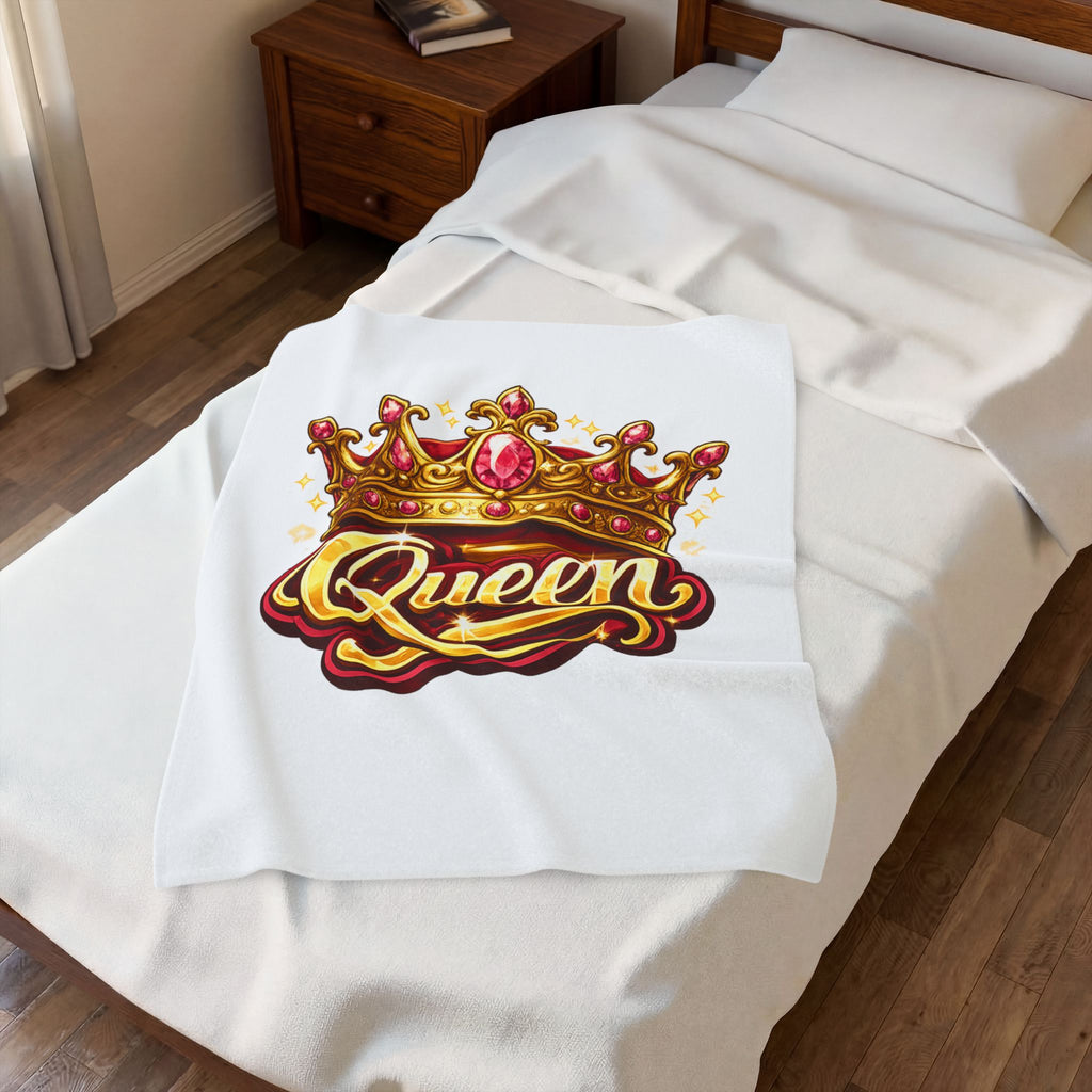Queen Crown Velveteen Plush Blanket — Cozy Royalty Throw for Her