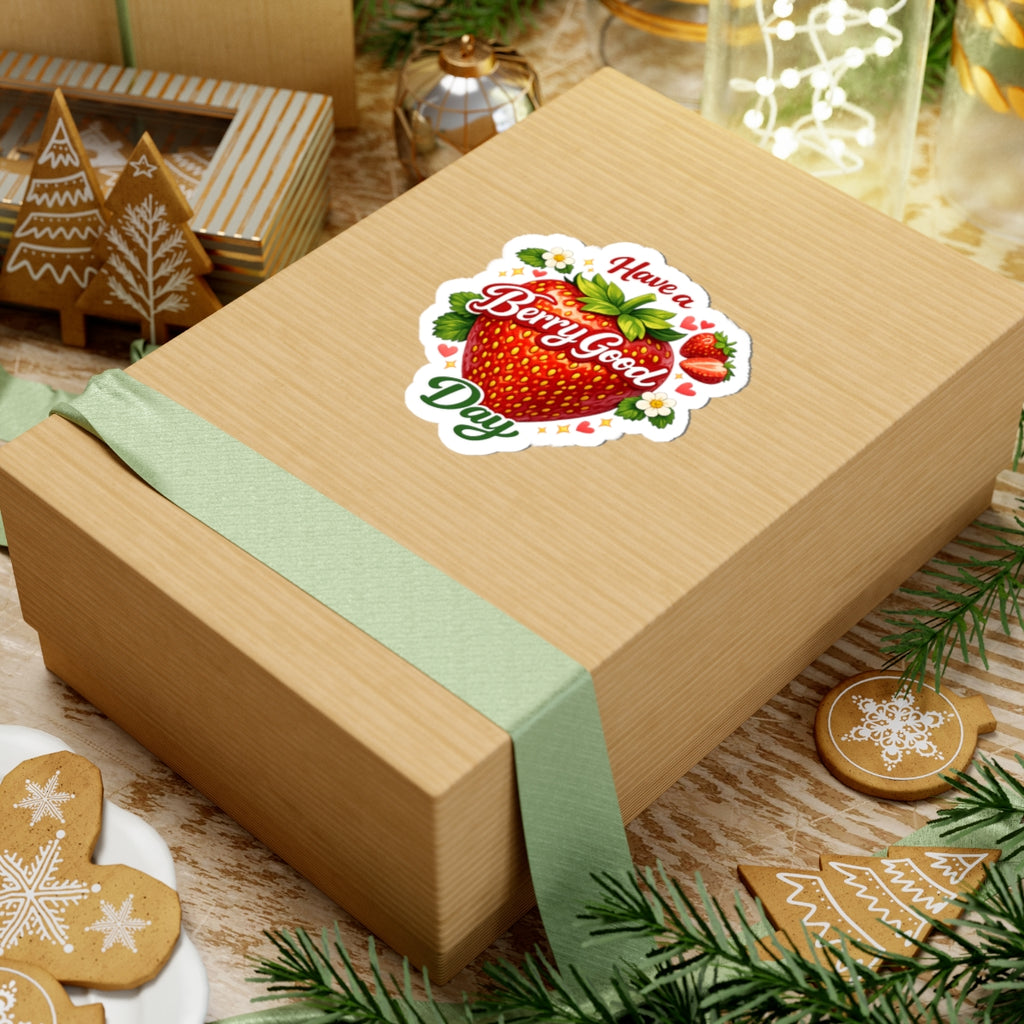 Have a Berry Good Day Sticker — Cute Strawberry Kiss-Cut Sticker