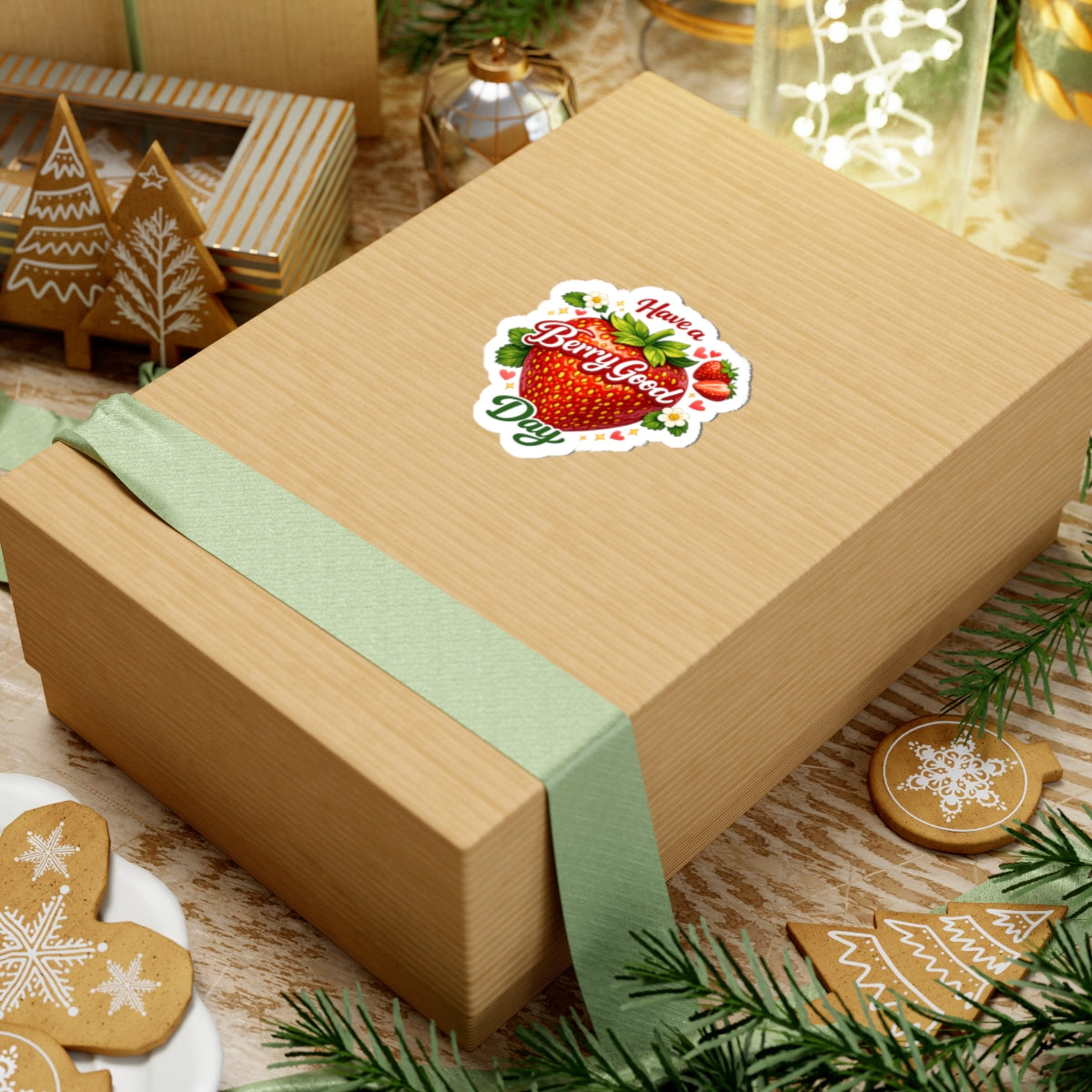Have a Berry Good Day Sticker — Cute Strawberry Kiss-Cut Sticker