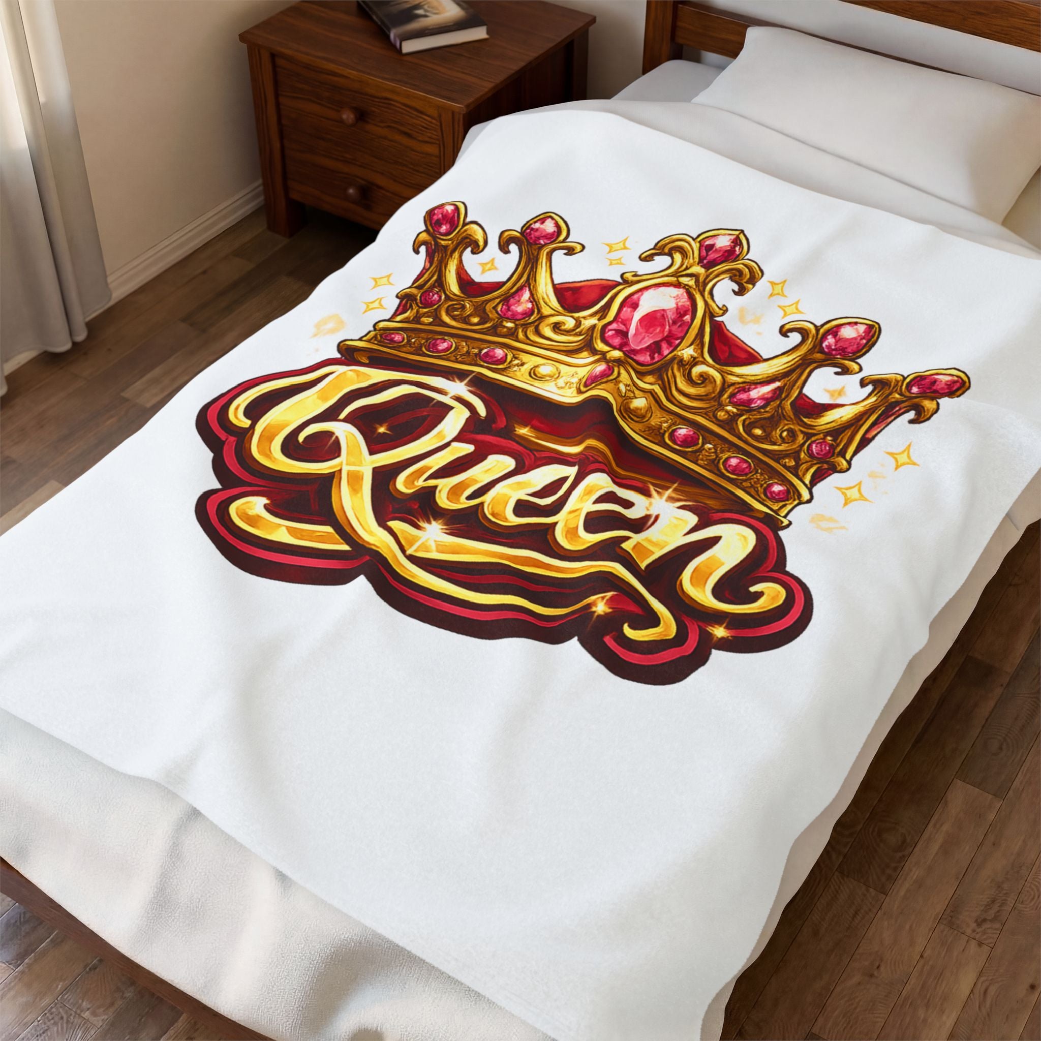 Queen Crown Velveteen Plush Blanket — Cozy Royalty Throw for Her