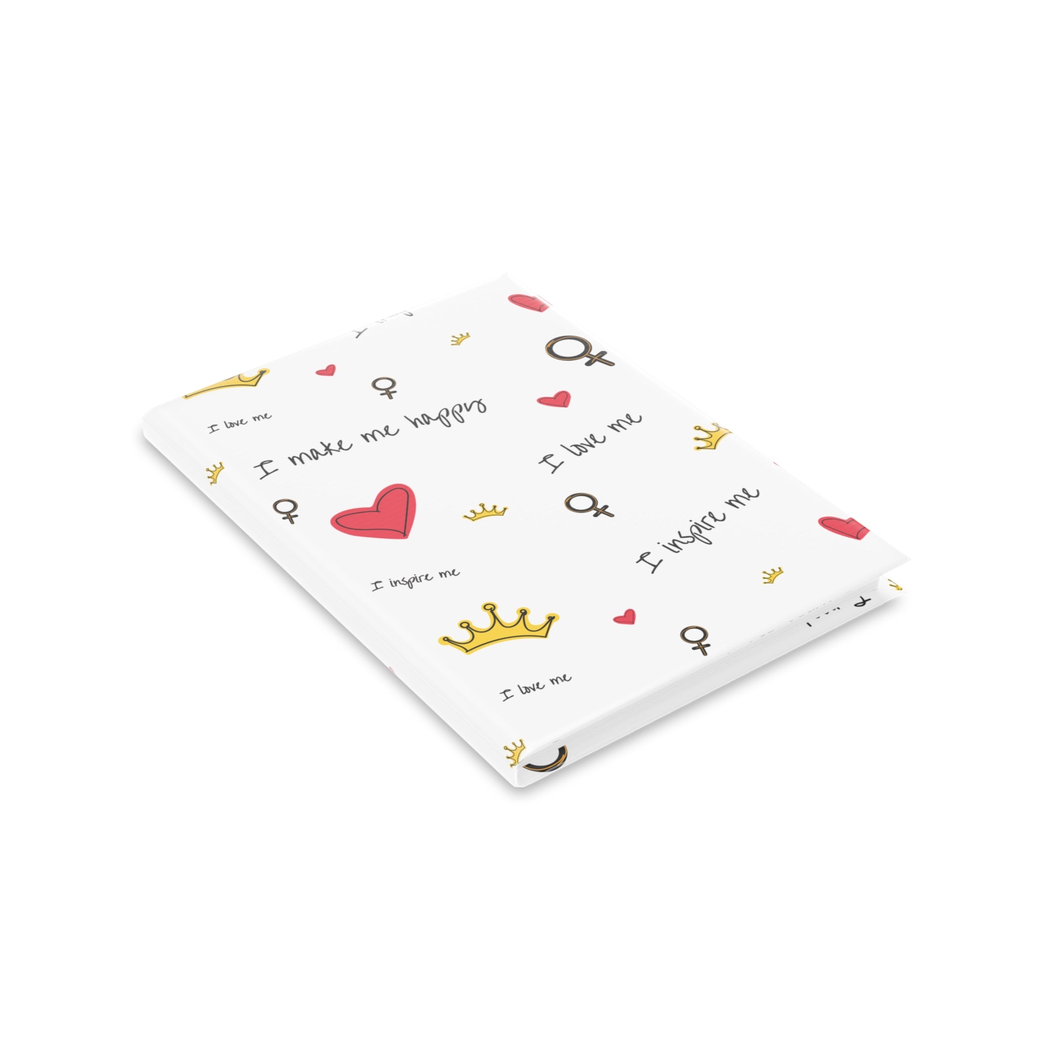 Self-Love Hardcover Notebook — Puffy Cover Journal with "I love me / I make me happy" Pattern