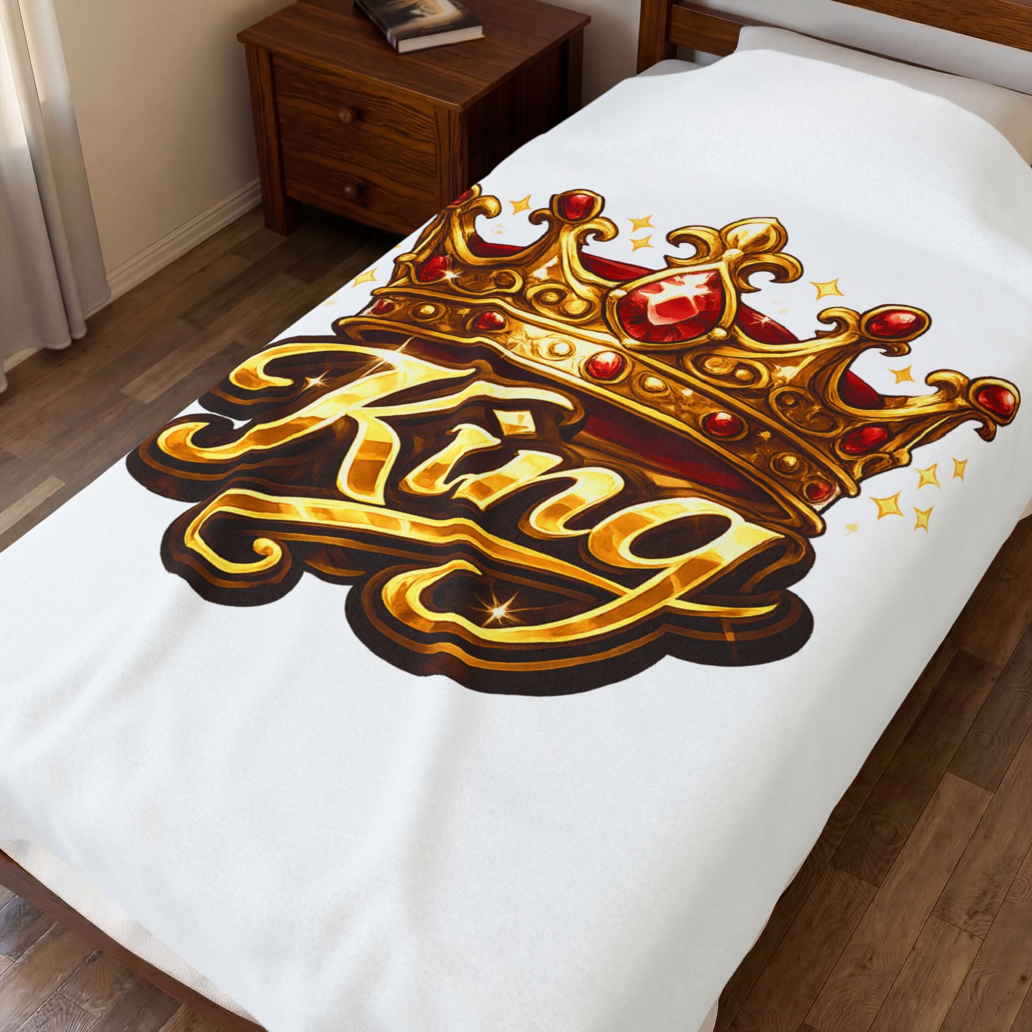 King Crown Velveteen Plush Blanket — Regal Cozy Throw for Him