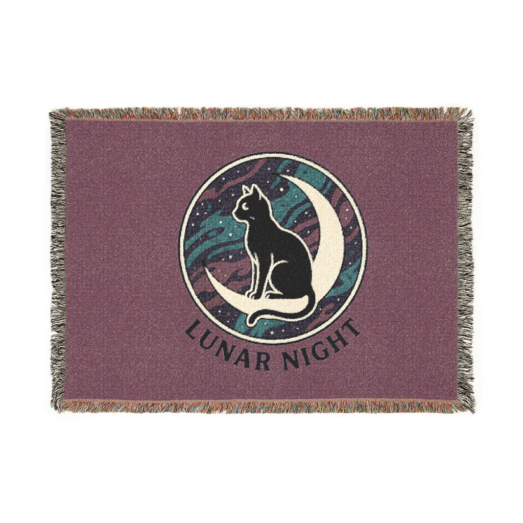 Lunar Night Cat Woven Blanket