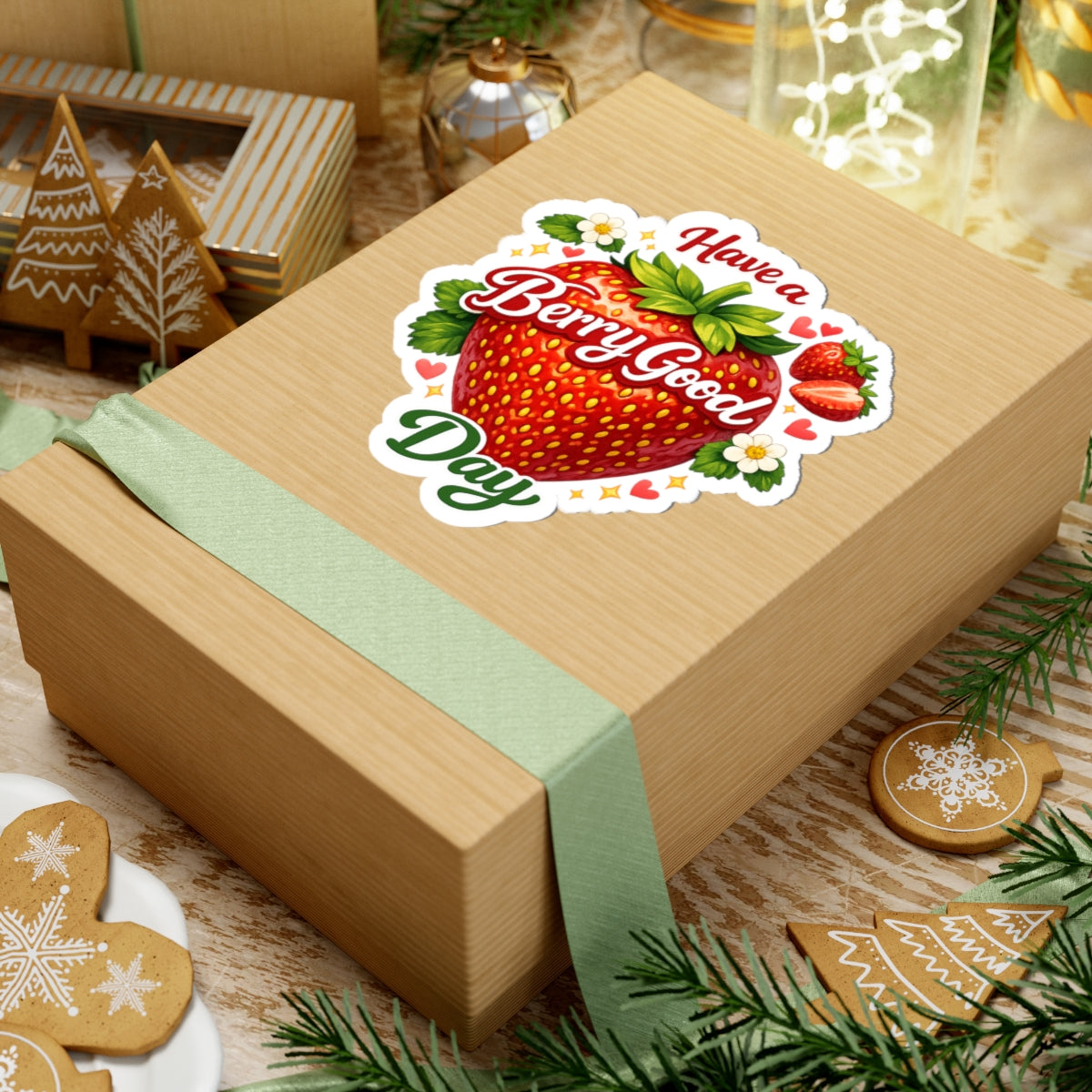 Have a Berry Good Day Sticker — Cute Strawberry Kiss-Cut Sticker