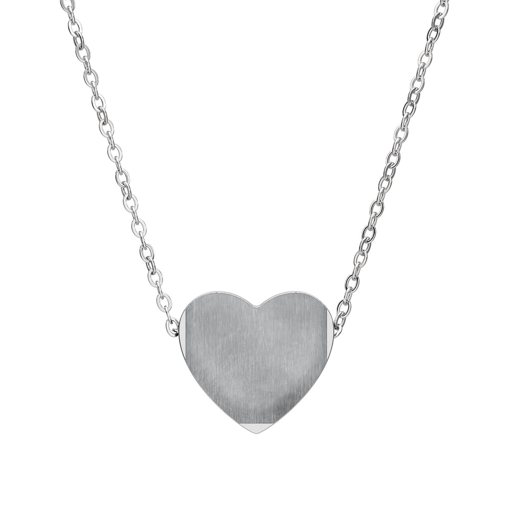 Engravable Heart Necklace – Personalized Silver or Black Pendant Gift