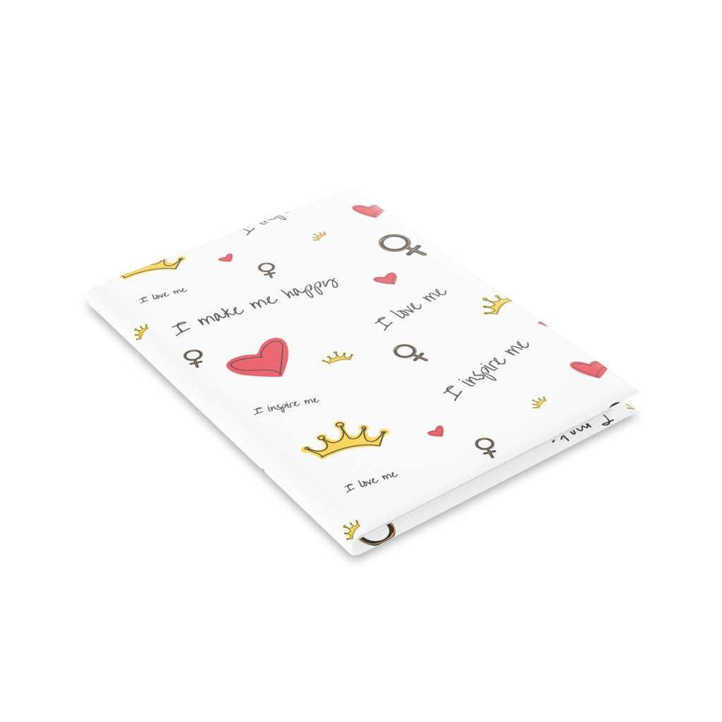 Self-Love Hardcover Notebook — Puffy Cover Journal with "I love me / I make me happy" Pattern