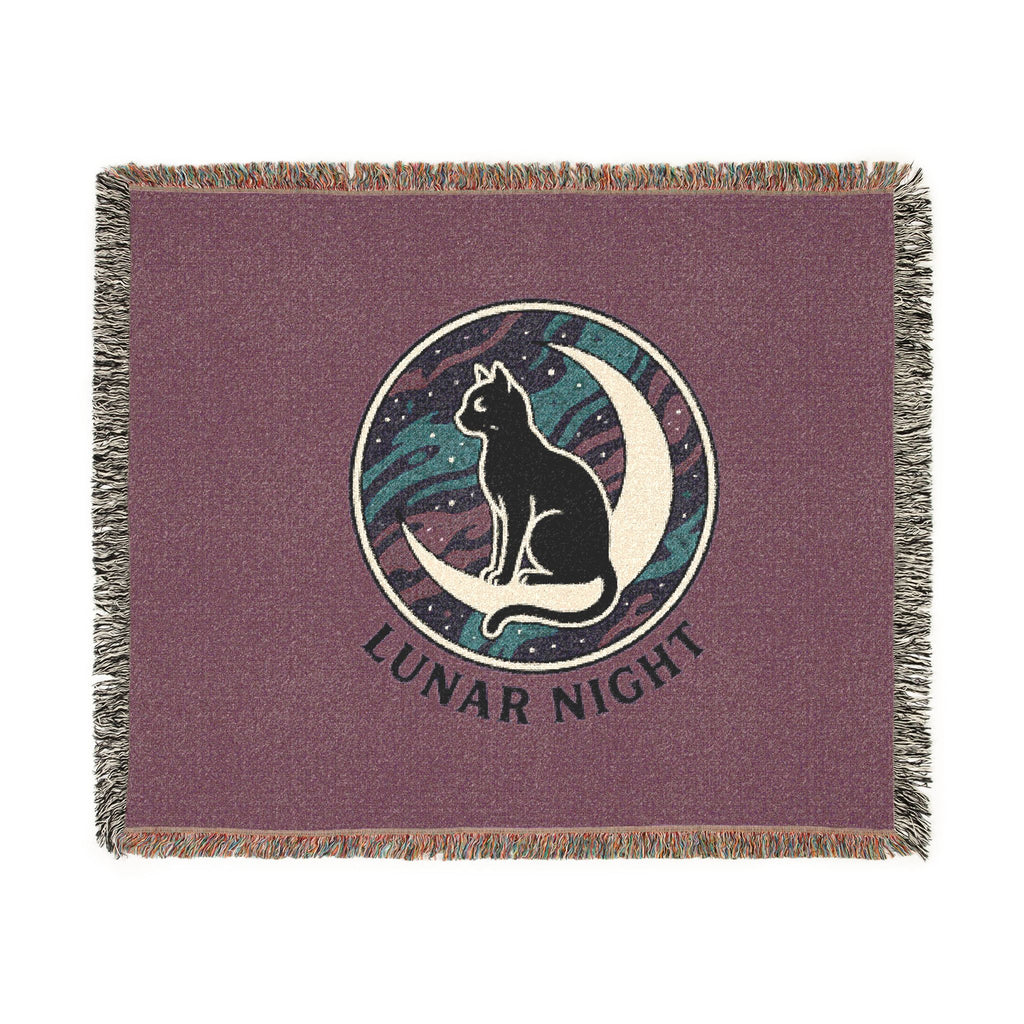 Lunar Night Cat Woven Blanket