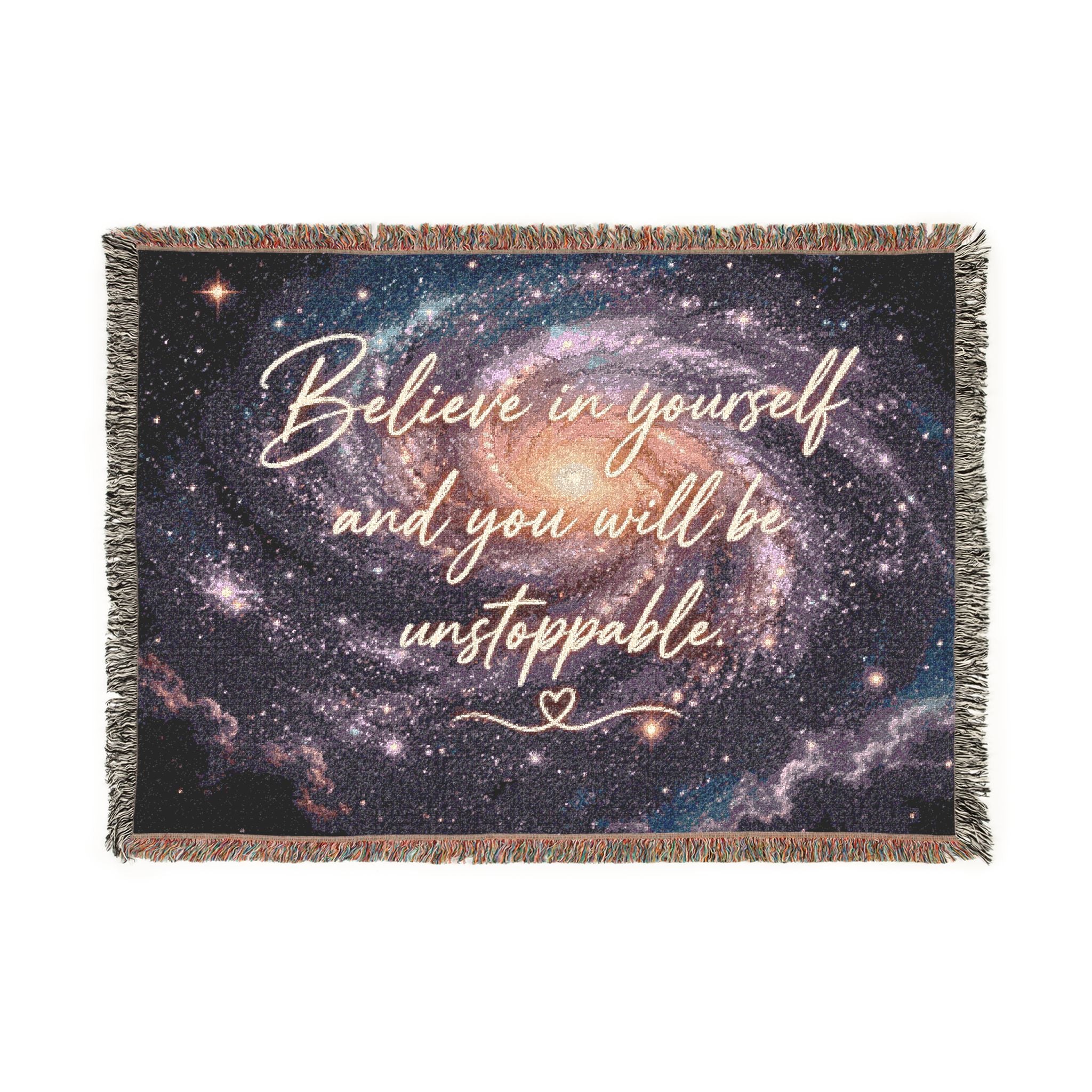 Believe in Yourself Galaxy Woven Blanket — Inspirational Space Throw