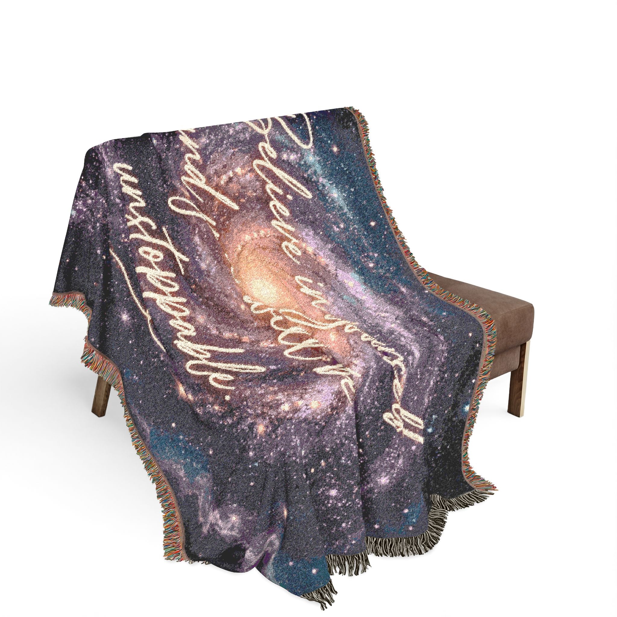 Believe in Yourself Galaxy Woven Blanket — Inspirational Space Throw