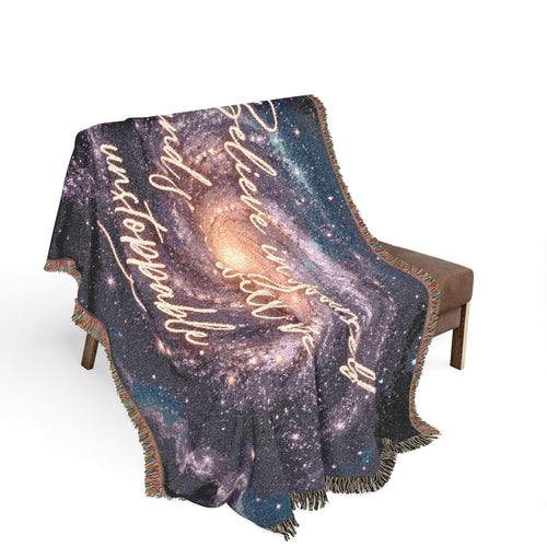Believe in Yourself Galaxy Woven Blanket — Inspirational Space Throw