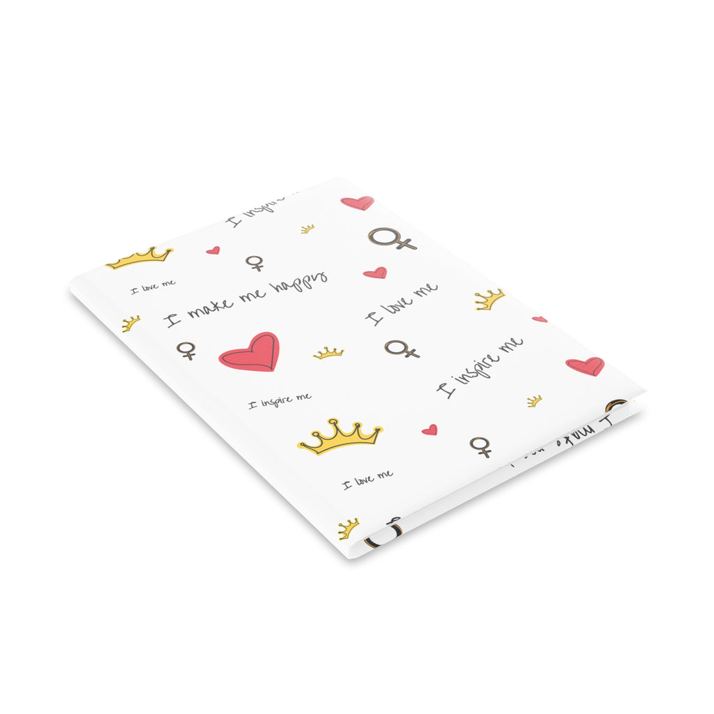 Self-Love Hardcover Notebook — Puffy Cover Journal with "I love me / I make me happy" Pattern