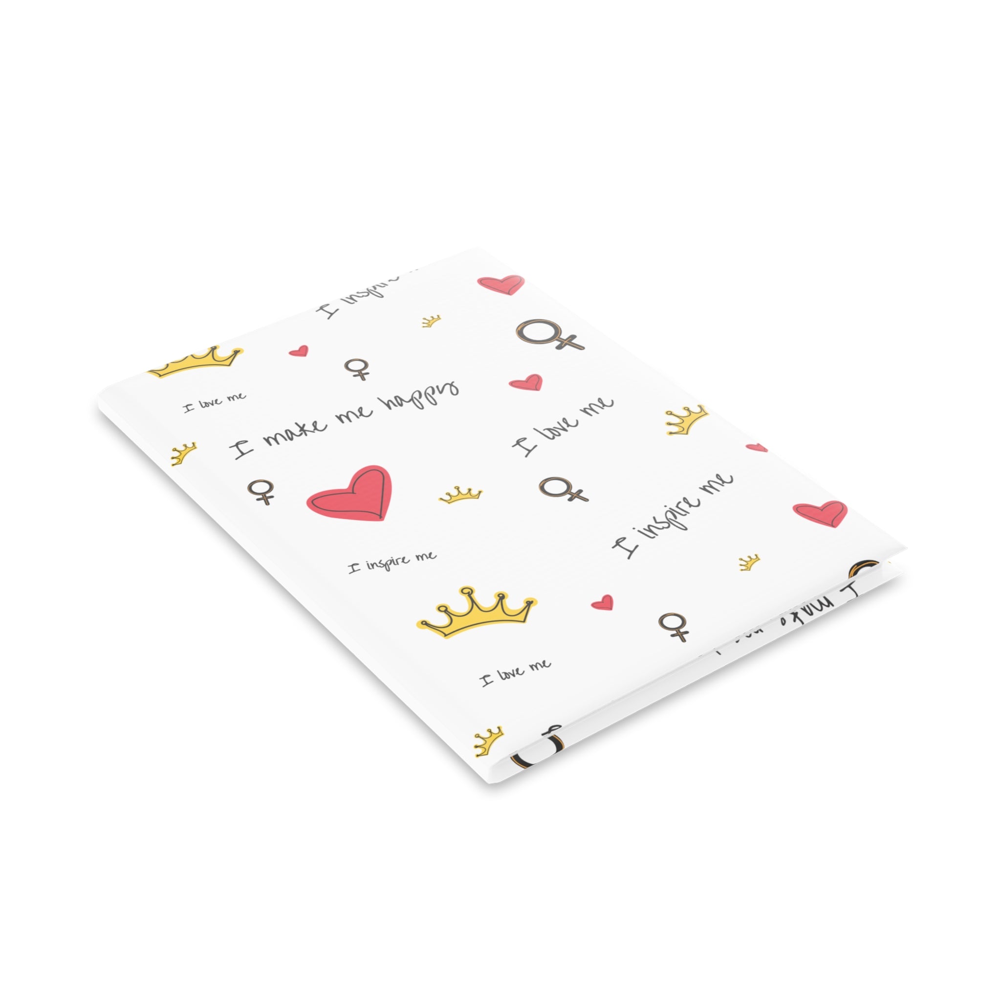 Self-Love Hardcover Notebook — Puffy Cover Journal with "I love me / I make me happy" Pattern