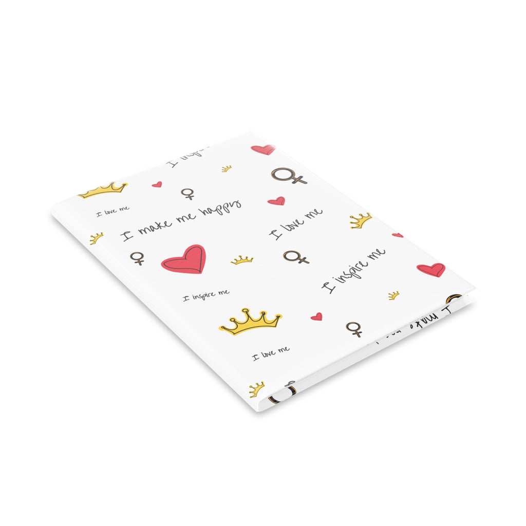 Self-Love Hardcover Notebook — Puffy Cover Journal with "I love me / I make me happy" Pattern