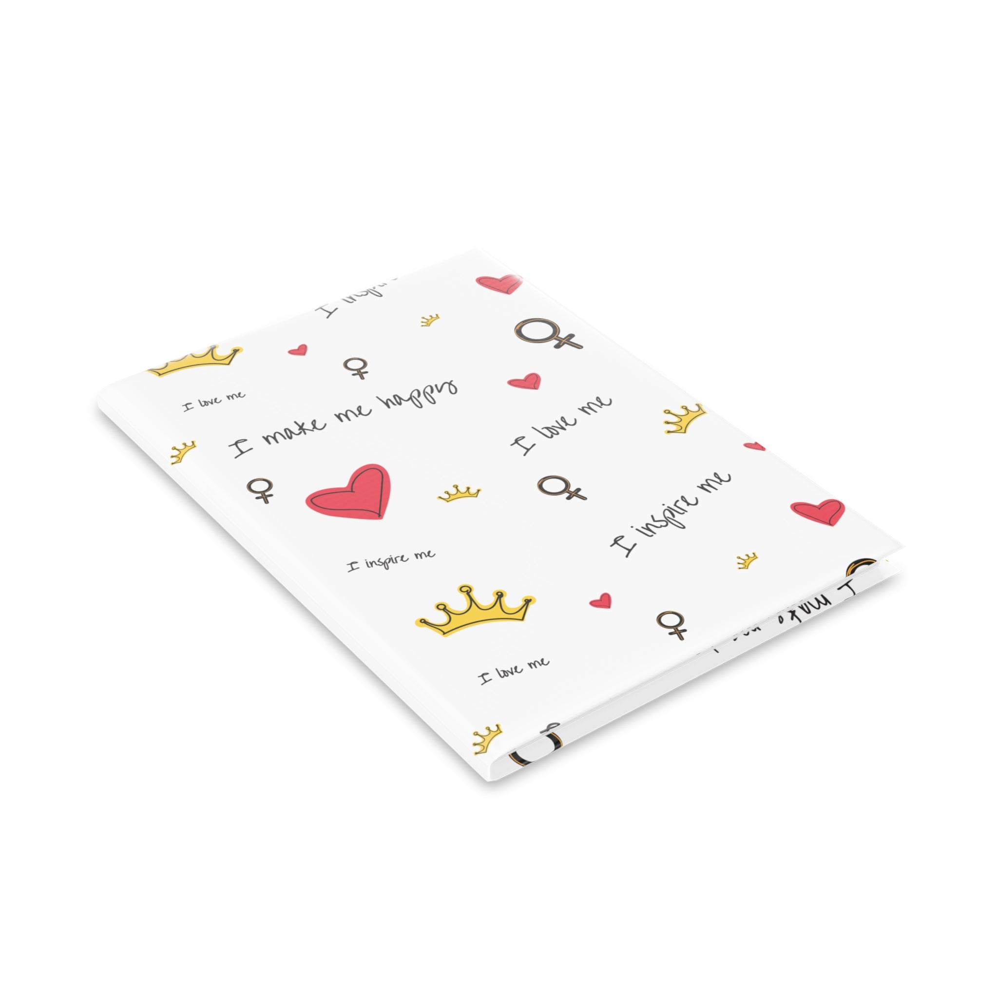 Self-Love Hardcover Notebook — Puffy Cover Journal with "I love me / I make me happy" Pattern