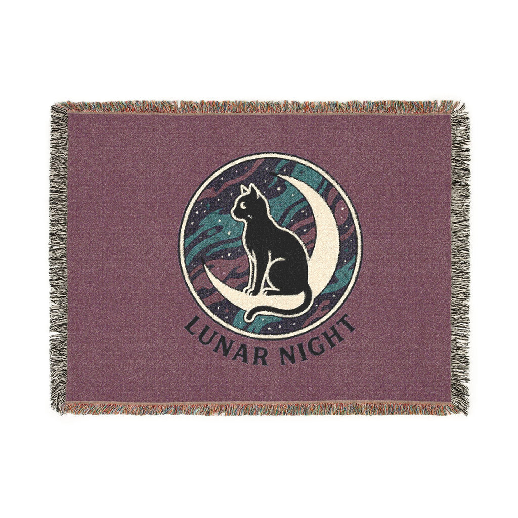 Lunar Night Cat Woven Blanket